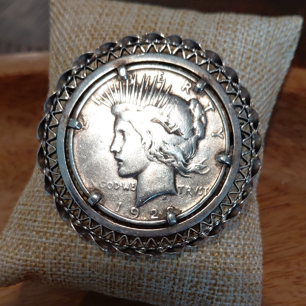 Vintage Coin-Style Silver-Tone Statement Ring - Picture 2 of 5